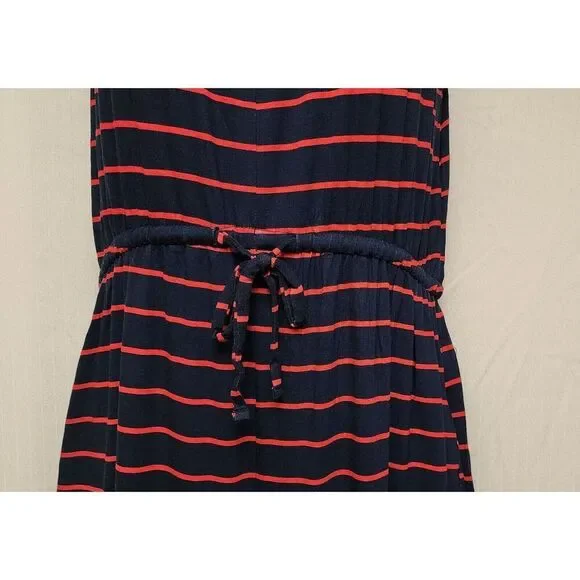 Maurices 24/7 Striped Navy Blue/Red Wide Leg Cropped Jumpsuit Size Small - Picture 5 of 7